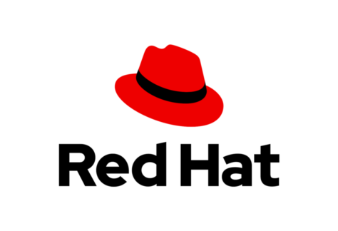 Logo von Red Hat auf weißem Hintergrund
