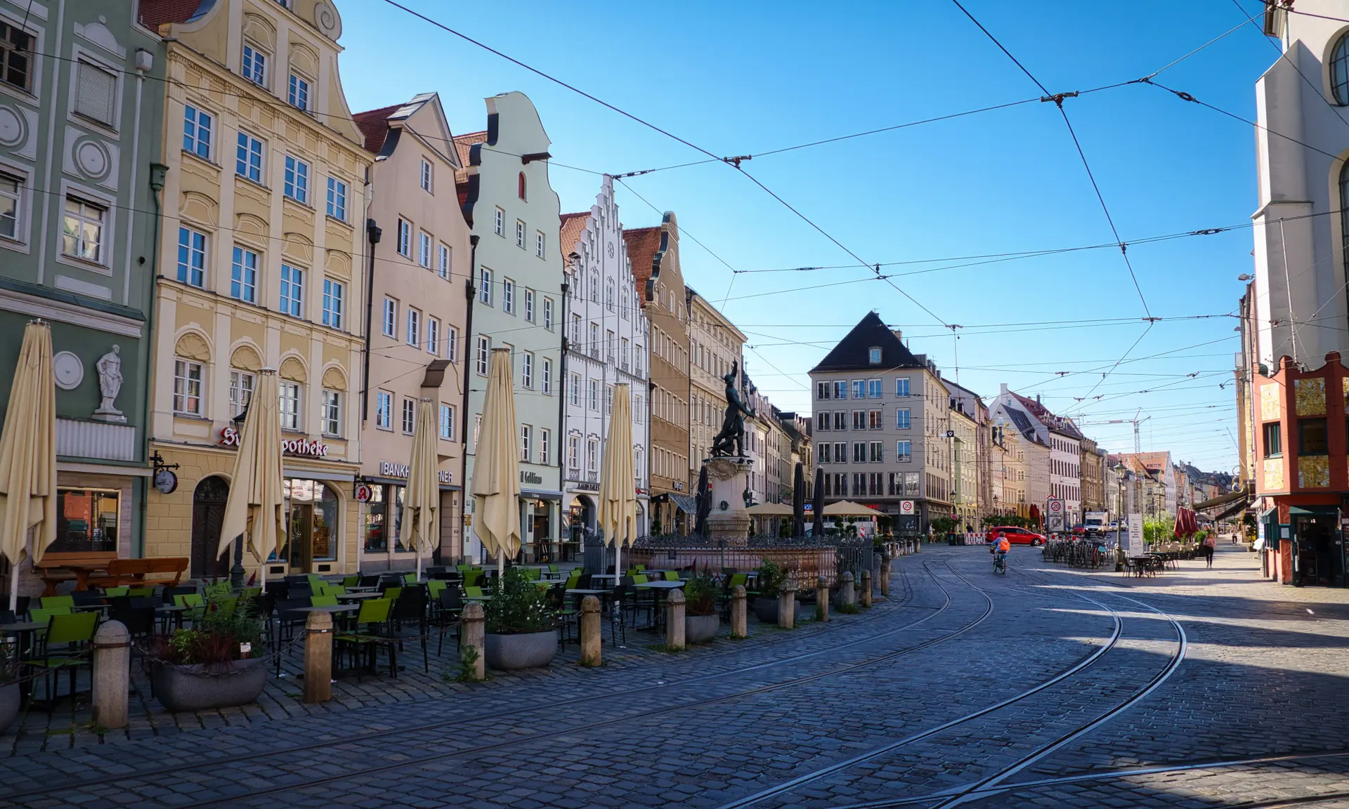Straßenzug in Augsburg als Titelbild der Veranstaltung „Digitale Souveränität durch Open Source“
